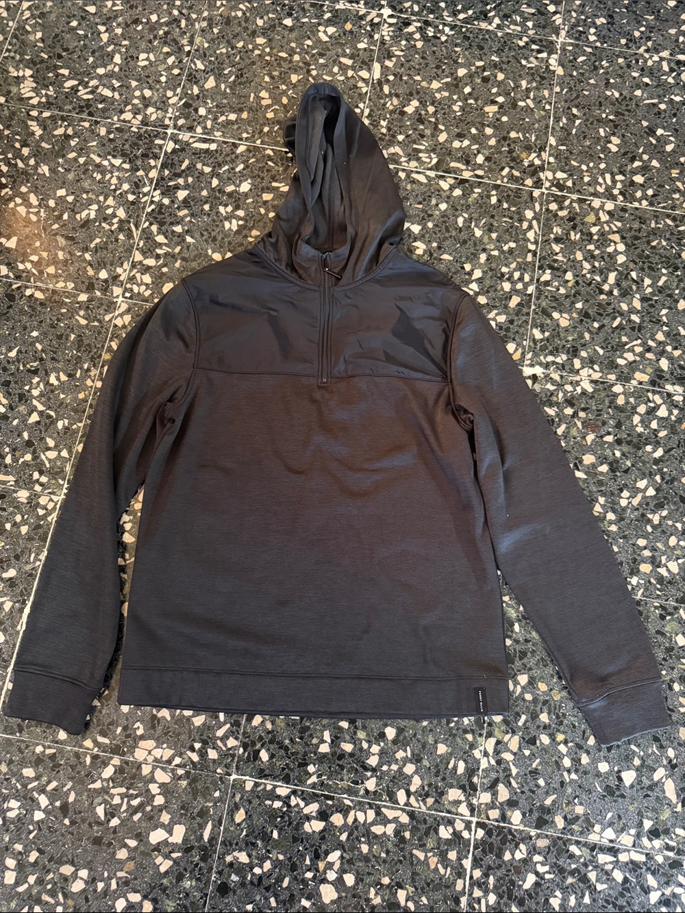 Perry Ellis Black Half-Zip Hooded Pullover